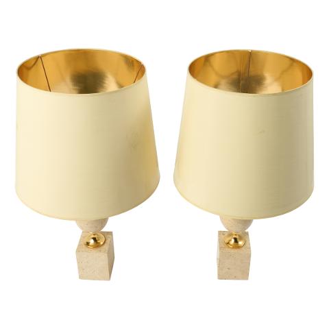 Pair Of Travertine Table Lamps