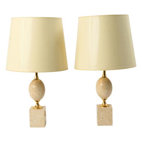 Pair of Travertine Table Lamps
