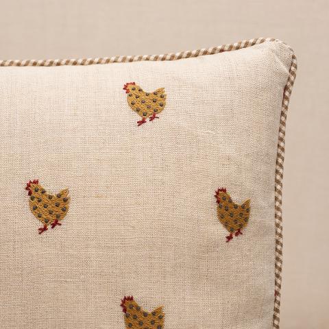 Betsy's Chicken Embroidery Pillow